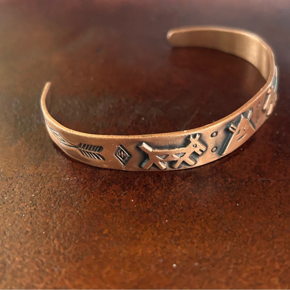 Vintage Wheeler Manufacturing Co. Copper Southwest Cuff Bracelet Signed - Picture 8 of 11